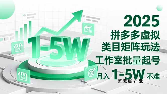 2025 拼多多虚拟类目矩阵玩法，工作室批量起号，月入 1-5W 不难-HeiMiGe