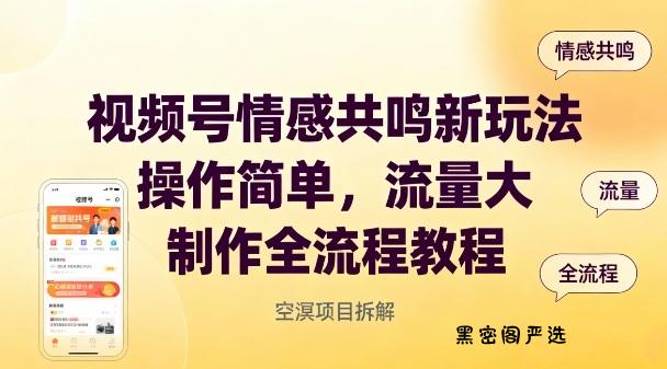 视频号情感共鸣新玩法,操作简单,流量大,制作全流程教程-HeiMiGe