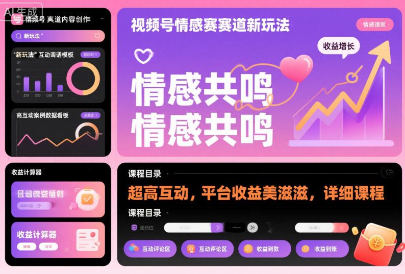 视频号情感赛道新玩法，超高互动，平台收益美滋滋，详细课程-HeiMiGe