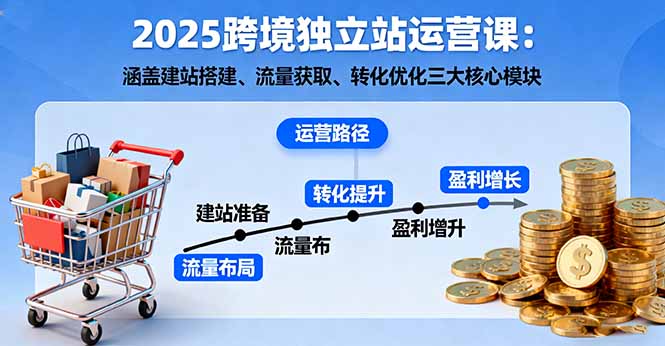 2025跨境独立站运营课：涵盖建站搭建、流量获取、转化优化三大核心模块-HeiMiGe