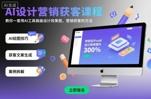 AI设计营销获客课程，教你一套用AI工具做画设计效果图，营销获客的方法-HeiMiGe