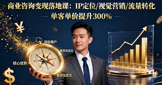 商业咨询变现落地课：IP定位/视觉营销/流量转化，单客单价提升300%-HeiMiGe