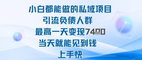 2025年小白都能做的私域项目引流负债人群最高一天变现1k+高变现难度低当天就能见到钱上手快-HeiMiGe