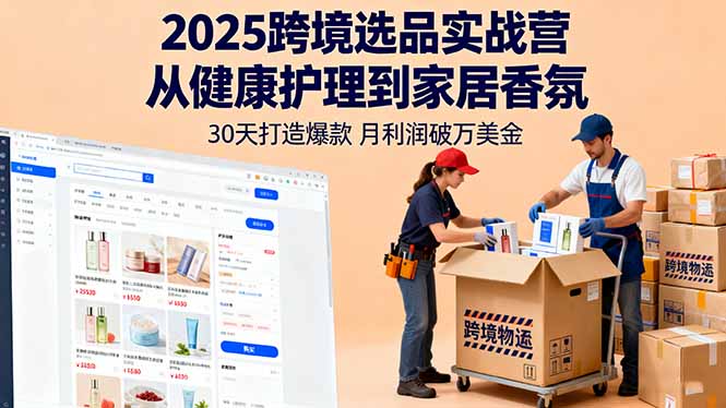 2025跨境选品实战营：从健康护理到家居香氛，30天打造爆款,月利润破万美金-HeiMiGe