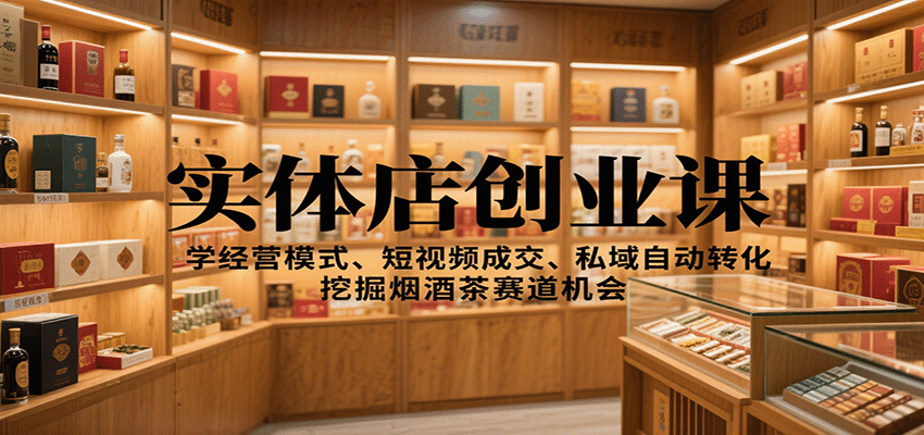 实体店创业课：学经营模式、短视频成交、私域自动转化，挖掘烟酒茶赛道机会-HeiMiGe