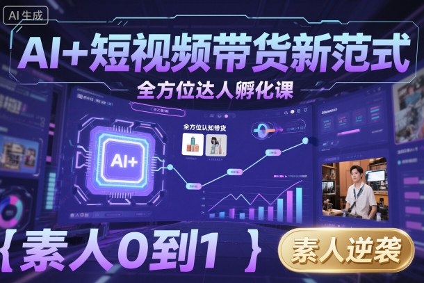 AI+短视频带货新范式全方位达人孵化课，素人也可以从0到1，全方位认知短视频带货-HeiMiGe