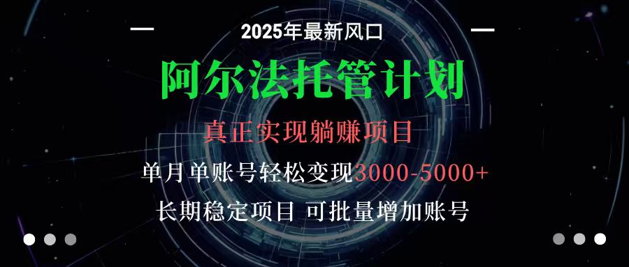 阿尔法托管计划 单账号月入3000-5000，长期稳定项目，新手小白轻松上手-HeiMiGe
