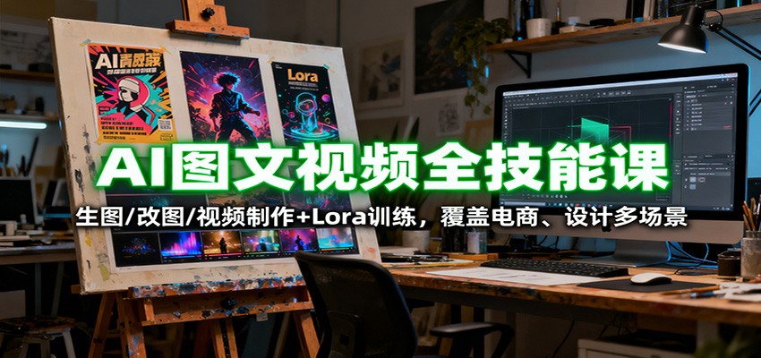 AI图文视频全技能课：生图/改图/视频制作+Lora训练，覆盖电商 、设计多场景-HeiMiGe