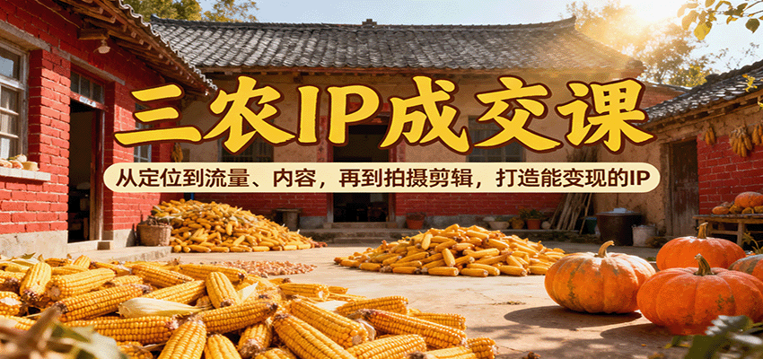 三农IP成交课：从定位到流量、内容，再到拍摄剪辑，打造能变现的IP-HeiMiGe