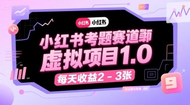 小红书考题赛道虚拟项目1.0，项目操作简单，每天收益2-3张-HeiMiGe