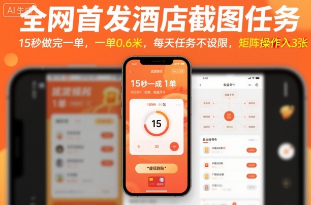 全网首发酒店截图任务，15秒做完一单，一单0.6米，每天任务不设限，矩阵操作日入3张【揭秘】-HeiMiGe