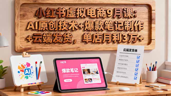 小红书虚拟电商9月课：AI原创技术+爆款笔记制作+云端发货，单店月利3万+-HeiMiGe