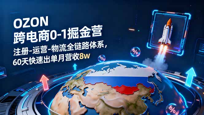 OZON跨境电商0-1掘金营：注册-运营-物流全链路体系，60天快速出单月营收8w-HeiMiGe