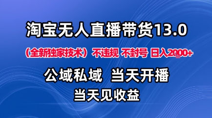 淘宝无人直播13.0，公域私域技术，不封号，不违规布局下半年旺季赛道，日入1K+(独家技术)【揭秘】-HeiMiGe