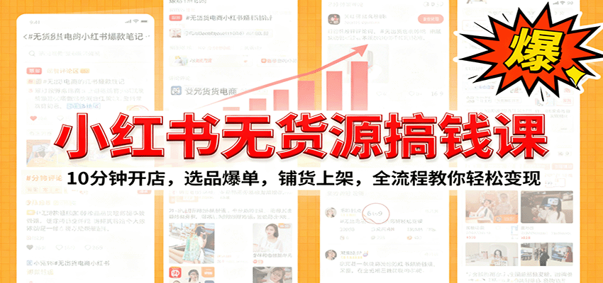 小红书无货源爆单课：10分钟开店，选品爆单，铺货上架，全流程教你轻松变现-HeiMiGe