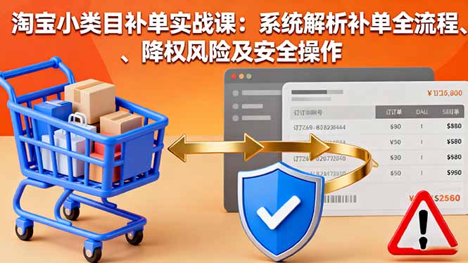 淘宝小类目补单实战课：系统解析补单全流程、降权风险及安全操作-HeiMiGe