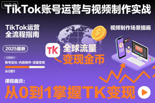 2025最新TikTok账号运营与视频制作实战全流程，从0到1掌握TK变现(含11月最新TK搬运技术)-HeiMiGe