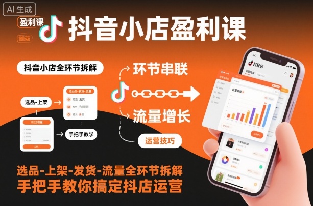 抖音小店盈利课-选品-上架-发货-流量全环节拆解，手把手教你搞定抖店运营-HeiMiGe