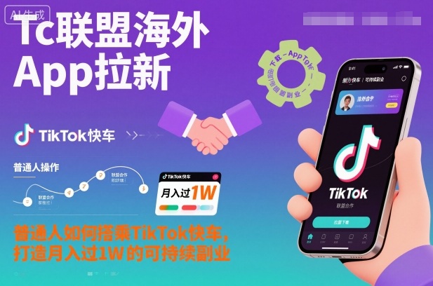 Tc联盟海外App拉新：普通人如何搭乘TikTok快车，打造月入过1W的可持续副业-HeiMiGe