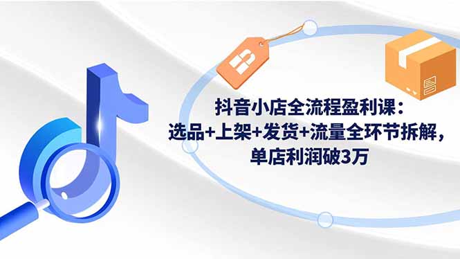 抖音小店全流程盈利课：选品+上架+发货+流量全环节拆解，单店利润破3万-HeiMiGe