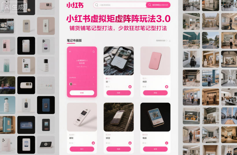 小红书虚拟矩阵玩法3.0，铺货铺笔记型打法，少款狂怼笔记型打法-黑密阁