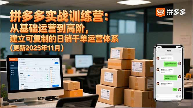 拼多多实战训练营:从基础运营到高阶,建立可复制的日销千单运营体系(更新11月-黑密阁