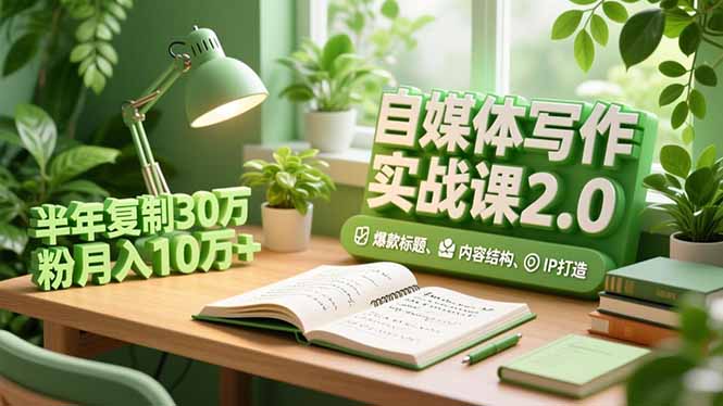 自媒体写作实战课2.0，爆款标题、内容结构、IP打造，半年复制30万粉月入10万+-黑密阁