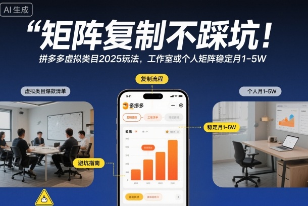 矩阵复制不踩坑！拼多多虚拟类目2025玩法，工作室或者个人矩阵稳定月1-5W【揭秘】-黑密阁