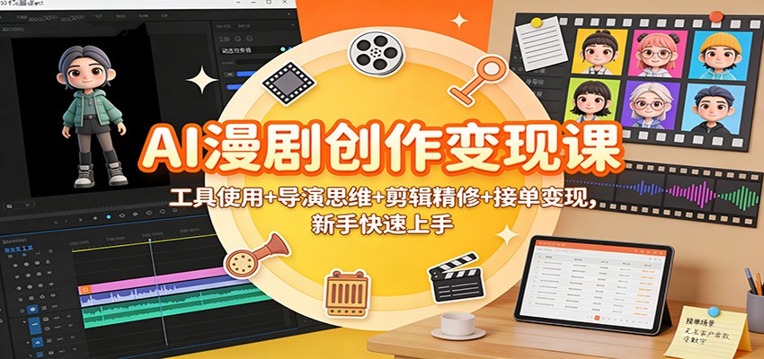 AI漫剧创作变现课：工具使用+导演思维+剪辑精修+接单变现，新手快速上手-黑密阁