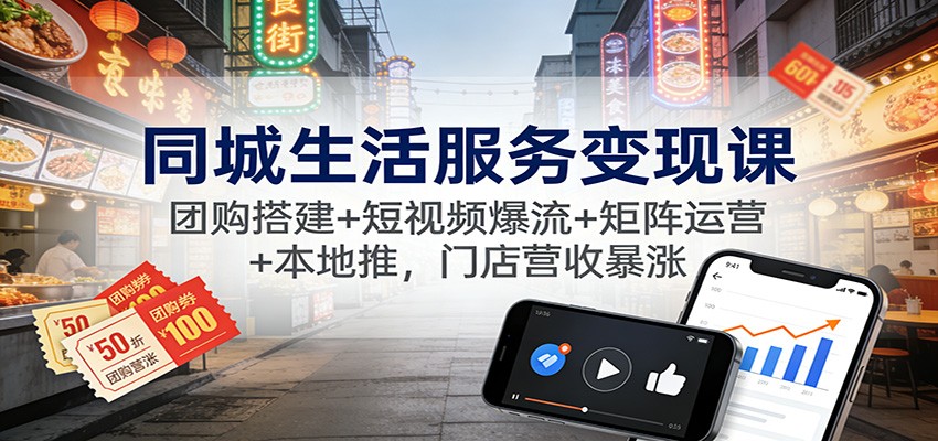 同城生活服务变现课：团购搭建+短视频爆流+矩阵运营+本地推，门店营收暴涨-黑密阁