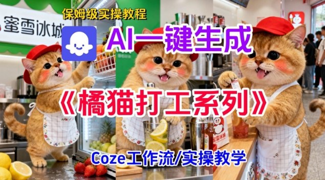 Coze扣子工作流一键生成胖橘猫打工短视频，保姆级实操搭建教学-黑密阁