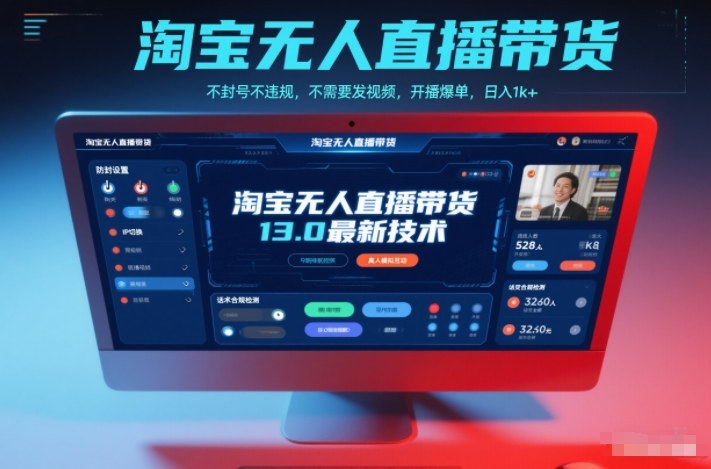 淘宝无人直播带货13.0最新技术，不封号不违规，不需要发视频，开播爆单，日入1k+【揭秘】-黑密阁