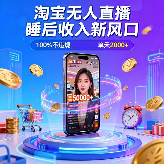淘宝无人直播,不违规不封号,直播100小时卖了5万,年底旺季!-黑密阁