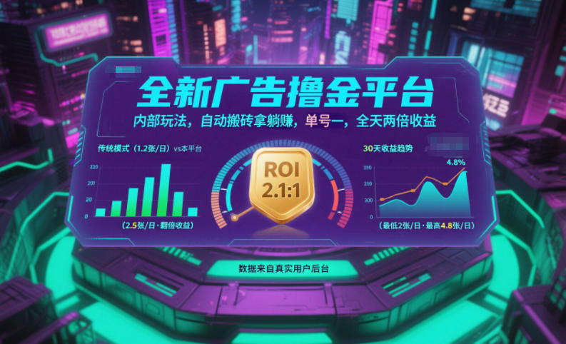 全新广告撸金平台，内部玩法，自动搬砖拿躺賺，单号一天保底2张+，全天两倍收益【揭秘】-黑密阁