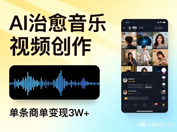 AI做治愈音乐视频，多平台投稿，单条商单变现3W+-黑密阁
