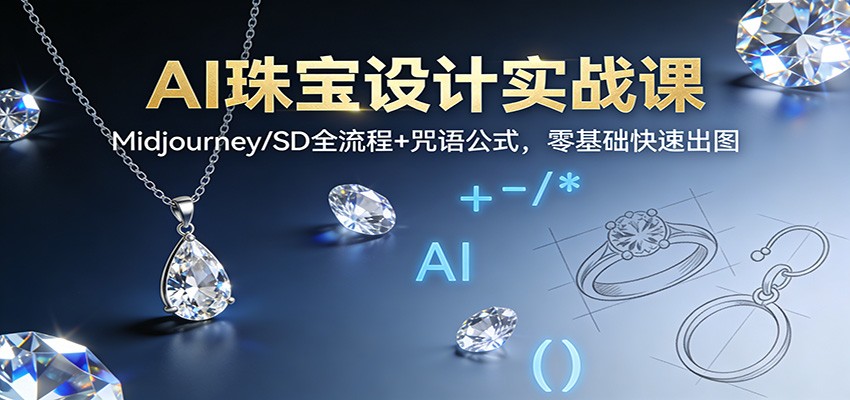 AI珠宝设计实战课：Midjourney/SD全流程+咒语公式，零基础快速出图-黑密阁