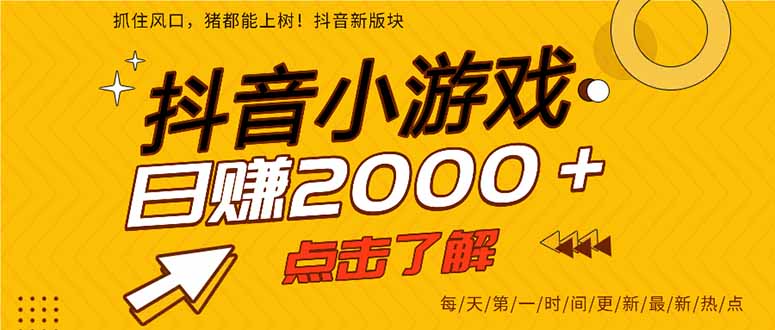 2025年爆火的抖音小游戏项目，一部手机日入2000+-黑密阁