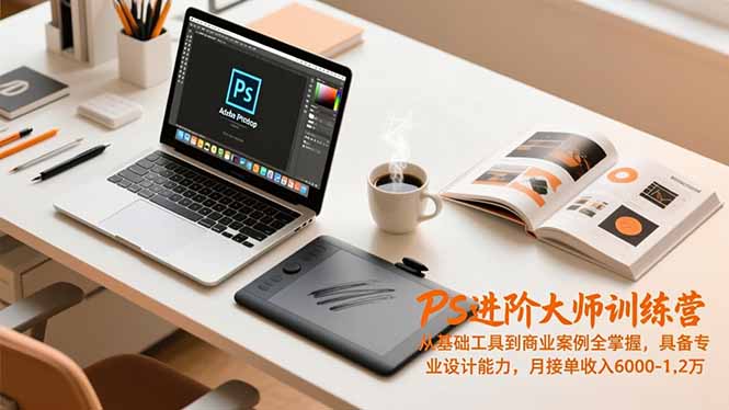 PS进阶大师训练营，从基础工具到商业案例全掌握，具备专业设计能力，月接单收入6000-1.2万-黑密阁