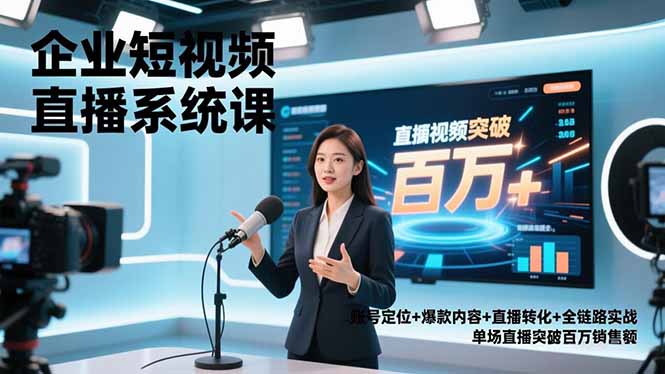 企业短视频直播系统课，账号定位+爆款内容+直播转化+全链路实战，单场直播突破百万销售额-黑密阁