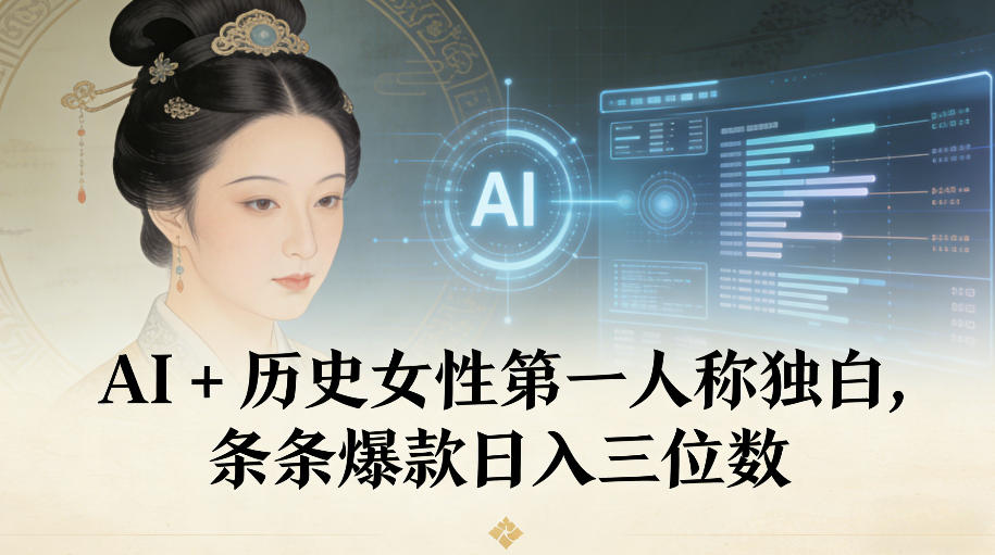 AI+历史女性第一人称独白，条条爆款日入三位数-黑密阁