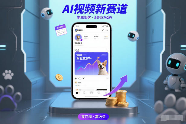 AI视频新赛道，宠物播客仅注册5天涨粉2W，收益非常可观-黑密阁