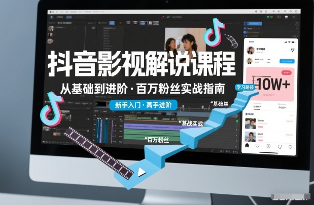 抖音百万粉丝影视解说课程，基础到进阶课，适合新手和进阶学习-黑密阁