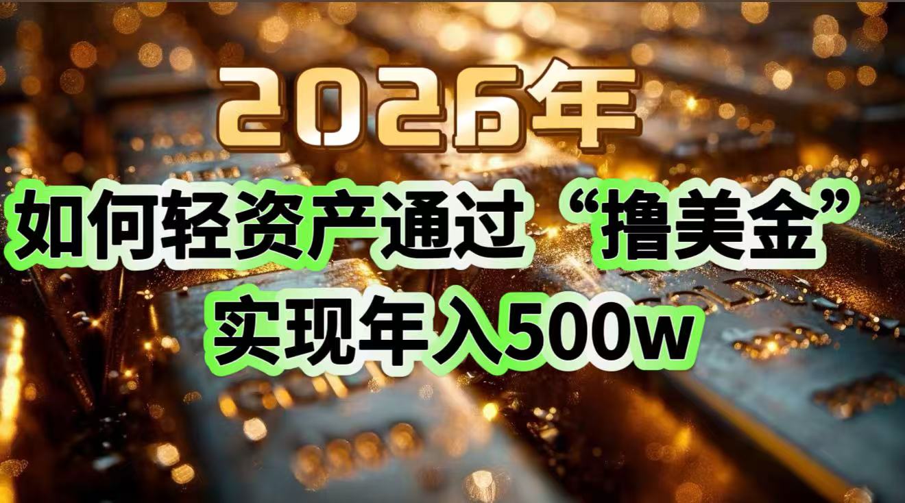 2026年如何轻资产通过“撸美金”实现年入500w-黑密阁