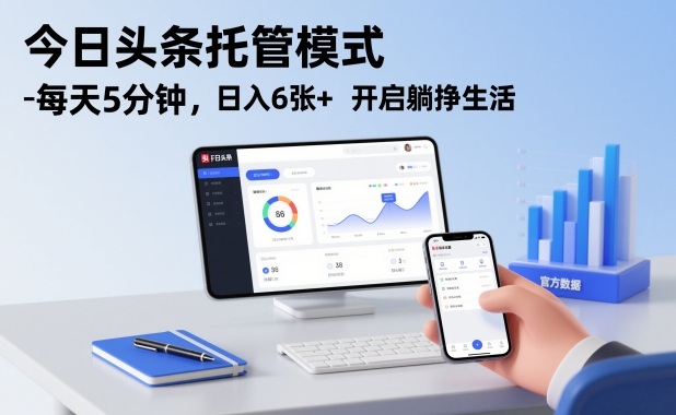 今日头条托管模式，每天5分钟，日入6张+，开启躺挣生活【揭秘】-黑密阁