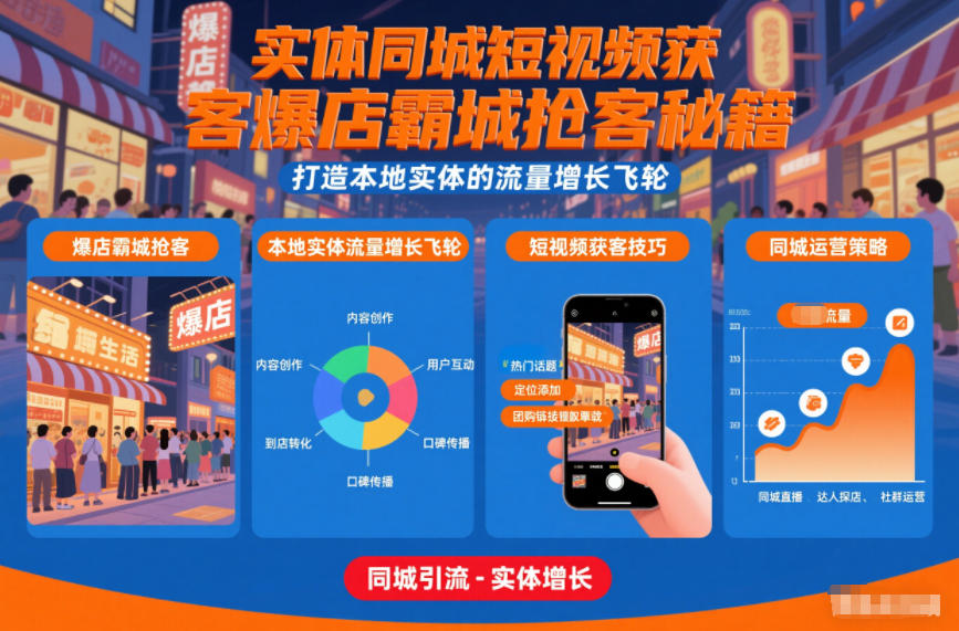 实体同城短视频获客爆店霸城抢客秘籍，打造本地实体的流量增长飞轮-黑密阁