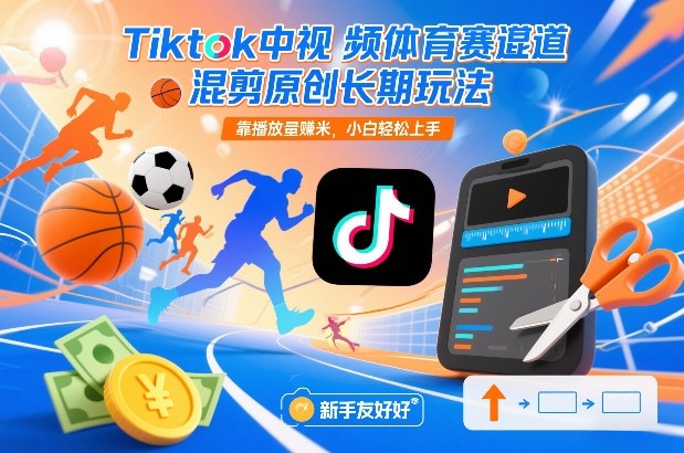 Tiktok中视频体育赛道混剪原创长期玩法，靠播放量賺米，小白轻松上手-黑密阁