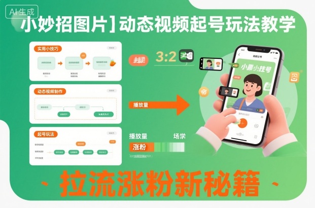 小妙招图片＋动态视频起号玩法教学，拉流涨粉新秘籍-黑密阁