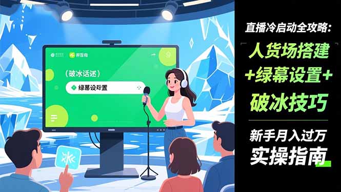 直播冷启动全攻略:人货场搭建+绿幕设置+破冰技巧，新手月入过万实操指南-黑密阁
