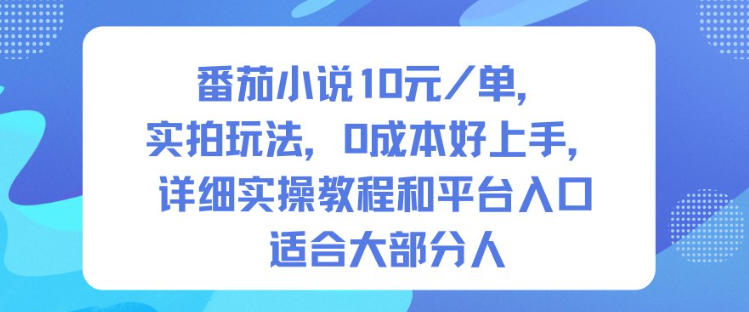番茄小说10米每单，实拍玩法，0成本好上手，详细实操教程和平台入口适合大部分人-黑密阁