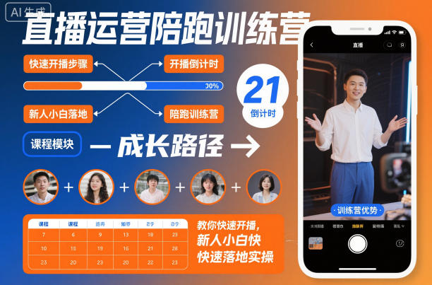 直播运营陪跑训练营，教你快速开播，新人小白快速落地实操-黑密阁